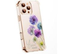 Personalised Floral Phone Case with Customised Watercolour Pressed Flowers & Bumble Bee Butterfly Ladybird | Luxury Clear Silicone TPU Cover for iPhone 16 15 14 13 12 11 & Samsung - Allium