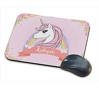 Personalised Floral Unicorn Magically Stars ANY NAME Funny Kids Birthday Gift Mouse Pad PC Computer Mat Desk Mat Work-Desk-Office/Daily use Computer Accessories.