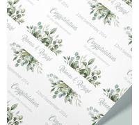 Personalised Floral Wedding Wrapping Paper | Custom Name & Date Gift Wrap | 61cm Roll | Anniversary, Engagement, Bridal Shower, Wedding Present Wrapping Paper