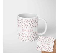 Personalised Flower Name Mug Custom Coffee Cup 11oz with Optional Coaster or Magic Heat Changing Mug Gift for Her Birthday Mothers Day Customised Name Only