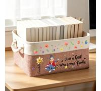 Personalised Flower Storage Basket for Birth Month, Floral Storage Basket with Handles, Book Gifts for Book Lovers, Readers and Librarians