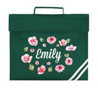 Personalised Flowers Book Bag for Girls Watercolour Spring Summer Red Roses Return to School Nursery Kids Bag, One Size, Bottle