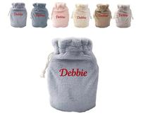 Personalised Fluffy Hot Water Bottle with Embroidered Name/Text, Gift for Cozy Nights Pain Relief for Back Neck and Shoulders Great Gift, 2 Liter Capacity (Hot Water Bottle Not Included)