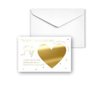 Personalised Foil Scratch to Reveal Card Surprise Gift Foil Heart Scratch Card Luxury Gold Silver Metallic Happy Anniversary Present