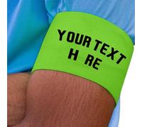 Personalised Football Armband Customized Logo Print Multicolor Captains Armband Kids Adults Adjustable Elastic Sports Arm Bands Rugby Hockey Netball Sports Team Badge (Green)