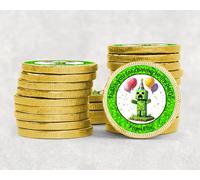 Personalised Football Birthday Chocolate Coins - Gold Foil Party Favours | Custom Name Stickers | Kids Party Bags | Design 3-50