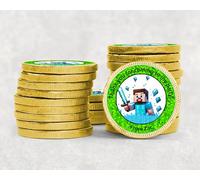 Personalised Football Birthday Chocolate Coins - Gold Foil Party Favours | Custom Name Stickers | Kids Party Bags | Design 4-20