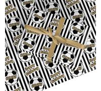 Personalised Football Birthday Wrapping Paper for Boys - For Girls Children Kids - Men Adults - Gift Wrap - Custom Name Black White Striped - Large Roll (50cm x 3.6m)