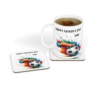 Personalised Football Boot Ceramic Mug & Coaster Gift Set for Coach|Boys|Girls|18th|21st|30th|40th|50th|60th|70th|80th Birthday|Son|Dad|Daddy|Grandad|Father's Day