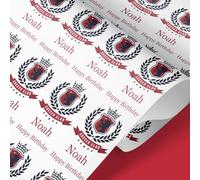 Personalised Football Crest Style Wrapping Paper - Custom Team - Birthday Gift Wrap for Players & Fans - 61cm Premium Matte Roll, Your Club, 1m-8m lengths (5mt)