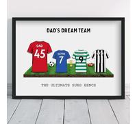 Personalised Football Dream Team Shirt Print | All Teams Available | Framed or Prints | Gift for Dad, Grandad, Uncle, Family | Unique Footy Fan Wall Art Keepsake Sports