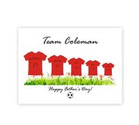 Personalised Football Family Print Poster Fathers Day Dad Gifts A4 Print Gift for Dad Grandad Family Custom Gifts for Daddy Father Papa Poppa Man Dad Gift for Birthday Christmas(Unframed Family of 5)