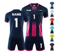 Personalised Football Jersey for Adult Kids Men Women Youths Custom Football Uniform Shirt and Shorts with Name Team Number Logo (UK, Alpha, One Size, Regular, Regular, Sapphire Blue)
