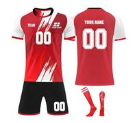 Personalised Football Jersey for Boys and Mens,Customizable Football Kits with Unique Name Number Logo,2024 Football Training Shirts Shorts and Socks Tracksuit for Children and Adults