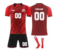 Personalised Football Jersey for Boys and Mens,Customizable Football Kits with Unique Name Number Logo,2024 Football Training Shirts Shorts and Socks Tracksuit for Children and Adults
