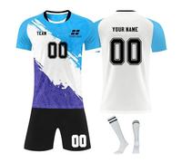 Personalised Football Jersey for Boys and Mens,Customizable Football Kits with Unique Name Number Logo,2024 Football Training Shirts Shorts and Socks Tracksuit for Children and Adults