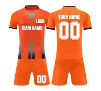 Personalised Football Kit for Boys and Adults, Custom Two Piece Football Jersey with Name, Number and Logo Orange