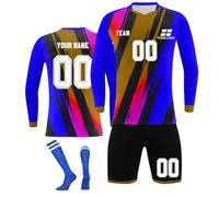 Personalised Football Kit for Boys and Adults with Name Number Team Logo Customised Football Tracksuits Football Jerseys Shorts Socks for Kids
