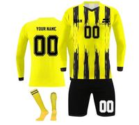 Personalised Football Kit for Boys and Adults with Name Number Team Logo Customised Football Tracksuits Football Jerseys Shorts Socks for Kids