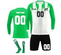 Personalised Football Kit for Boys and Adults with Name Number Team Logo Customised Football Tracksuits Football Jerseys Shorts Socks for Kids