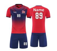 Personalised Football Kit for Boys Kids with Name Number Team Logo Personalised Football Shirts and Shorts for Men Women Red