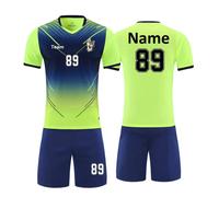 Personalised Football Kit for Boys Kids with Name Number Team Logo Personalised Football Shirts and Shorts for Men Women Green