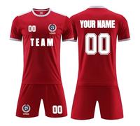 Personalised Football Kit for Kids Adult - Custom Name Number Logo Football Shirts for Boys Men #2 Red