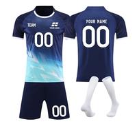 Personalised Football Kits 23/24 NO 7/10 Football Jersey Home Away Soccer Jersey for Boys Mens Football Training Set Football Party Gift Style6 Royal Blue
