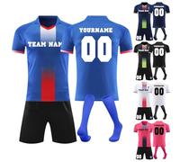 Personalised Football Kits for Boys Men, Custom NO 7/10 Football Jersey, Football Shirts Shorts and Socks Set, Football Gift for Kids and Adult (P003)