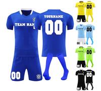 Personalised Football Kits for Boys Men, Custom NO 7/10 Football Jersey, Football Shirts Shorts and Socks Set, Football Gift for Kids and Adult (P002)