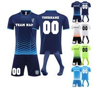Personalised Football Kits for Boys Men, Custom NO 7/10 Football Jersey, Football Shirts Shorts and Socks Set, Football Gift for Kids and Adult (P006)