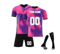 Personalised Football Kits with Name Number Jersey T-shirts Shorts and Socks Set Football Gifts for Boys Girls Men Women Kids Adult