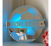 Personalised Football Light Up Name Mirror,Custom Name Neon Light Signs with 16 Color Changing Led Night Light Soccer Wall Decor for Teen Boys Bedroom Living Room Accessories Birthday Gift