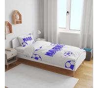 Personalised Football Name Cot Bedding Set with Duvet Cover and Pillowcase - Custom Baby Boy Girl Soccer Bedding for Nursery or Toddler Cot Bed Gift