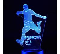 Personalised Football Nightlight, Kids Soccer Night Light, Ball Kick, 16 Colour LED Light Base with Remote + USB Lead, Gift Idea Xmas Christmas Kids Birthday Present, Black