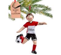 Personalised Football Ornament 2025 - Fast & Free 24h Customisation - Sport Christmas Ornaments for Tree - Custom Gift Wrapped Boy Keepsake for Soccer Players, Fans