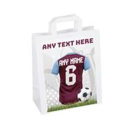 Personalised Football Party Bags, Custom Name and Number Gift Bags, Jersey Design (Claret/Blue, 30 Bags)