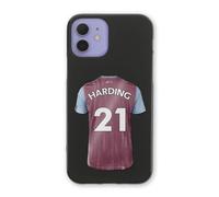 Personalised Football Phone Case For Apple iPhone 17, 16, 15, 14,13, 12, 11, Pro Max, Mini, XR, XS, SE Maroon Blue Football Shirt Phone Case with Name and Number, Soft Black TPU Phone Cover
