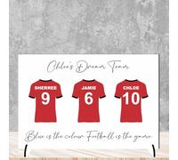 Personalised Football Plaque for Dads - Family Dream Team Football is the Game Design for Father’s Day or Birthdays Daddy's No.1 Team (MDF Wood - A5-21cm x 15cm, 3 Shirts)
