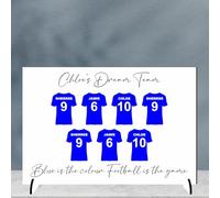 Personalised Football Plaque for Dads - Family Dream Team Football is the Game Design for Father’s Day or Birthdays Daddy's No.1 Team (MDF Wood - A5-21cm x 15cm, 7 Shirts)