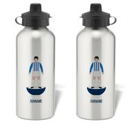Personalised Football Player Figure Aluminium Water Bottle for Huddersfield Town fans - 600ml - Silver Bottle