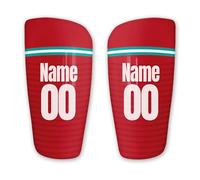 Personalised Football Shin Pads - Red/Green Custom Photo Name Number | Lightweight Protective Shin Guards for Kids, Youth & Adults | Comfortable Foam Backing | Gift for Players & Teams | Handmade UK
