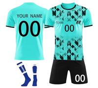 Personalised Football Shirt for Boys Customizable Football Kits for Boys 2024 Boys' Football Training Shirts Shorts and Socks Sports Tracksuit Football Gifts for Boys,A5/6-7 Years