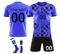 Personalised Football Shirt for Boys Customizable Football Kits for Boys 2024 Boys' Football Training Shirts Shorts and Socks Sports Tracksuit Football Gifts for Boys,A4/10-11 Years