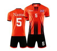 Personalised Football Shirt for Men Women Football Kits for Boys with Name Team Number Logo (Orange)