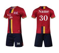 Personalised Football Shirt Mens Women Custom Football Kits for Kid Adults with Name Number Team Logo (Sapphire blue) (Red)