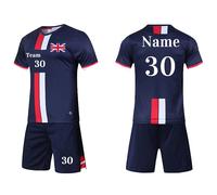 Personalised Football Shirt Mens Women Custom Football Kits for Kid Adults with Name Number Team Logo (Sapphire blue) (Sapphire blue)