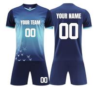 Personalised Football Shirts Kit Jersey Shirt&Short Set with Your Name Number and Team Logo Him Custom boys Football Kit for Kids and Men M,918 Navy blue