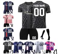 Personalised Football Shirts Shorts Socks for Kids/Adults, Boys Football Training Shirts with Name Number, Custom Soccer Jersey Fans Gifts (H)