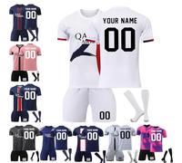 Personalised Football Shirts Shorts Socks for Kids/Adults, Boys Football Training Shirts with Name Number, Custom Soccer Jersey Fans Gifts (L)